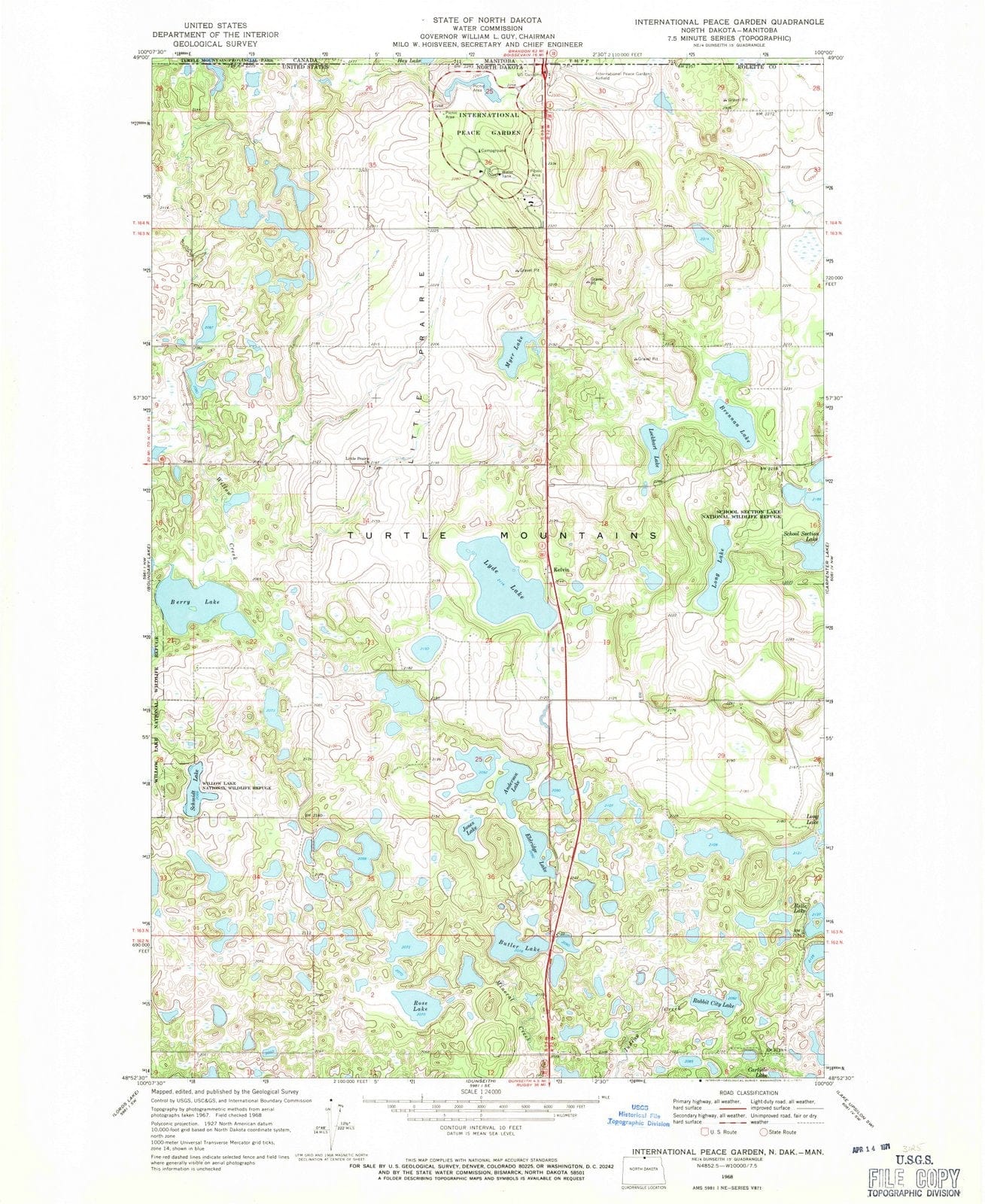 1968 International Peace Garden, ND - North Dakota - USGS Topographic Map