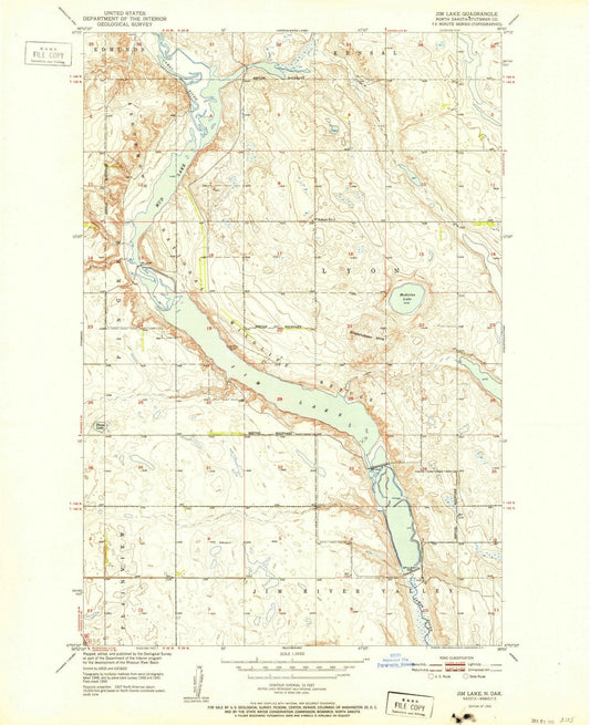 1952 Jim Lake, ND - North Dakota - USGS Topographic Map
