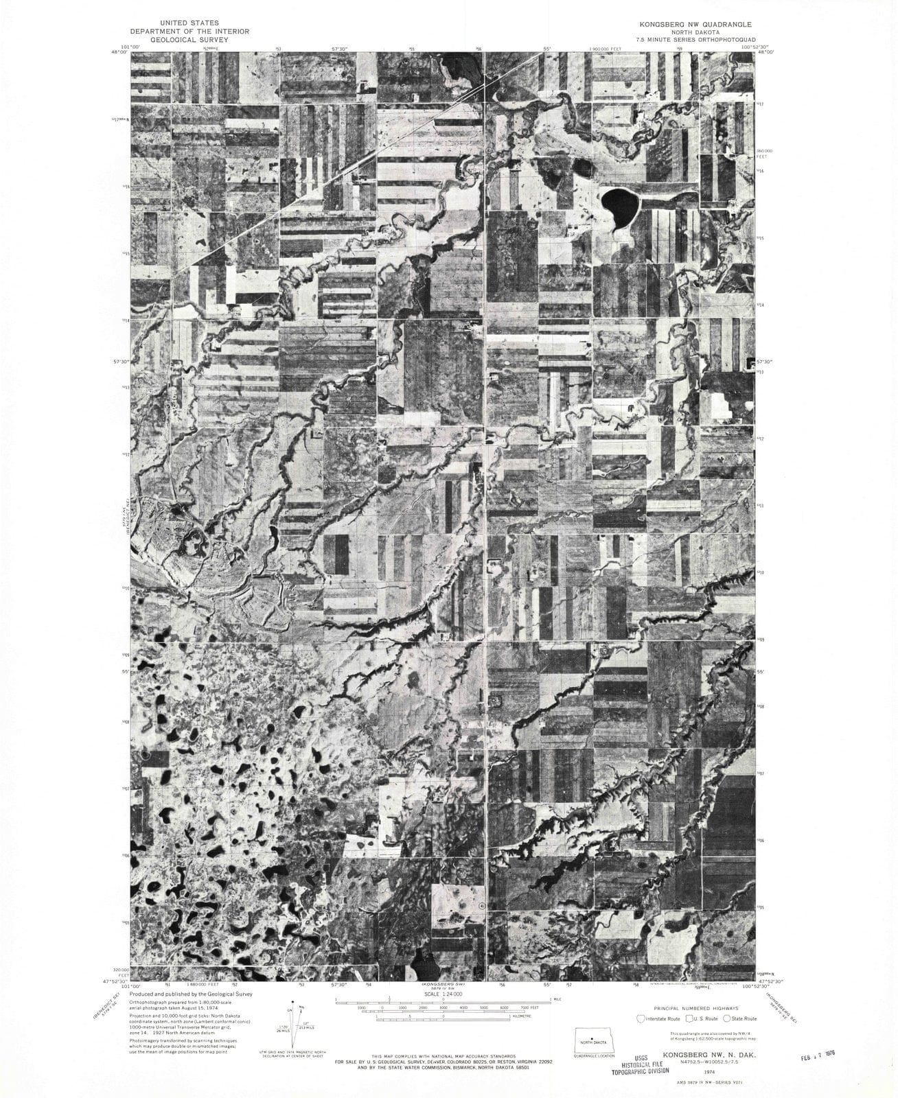 1974 Kongsberg, ND - North Dakota - USGS Topographic Map