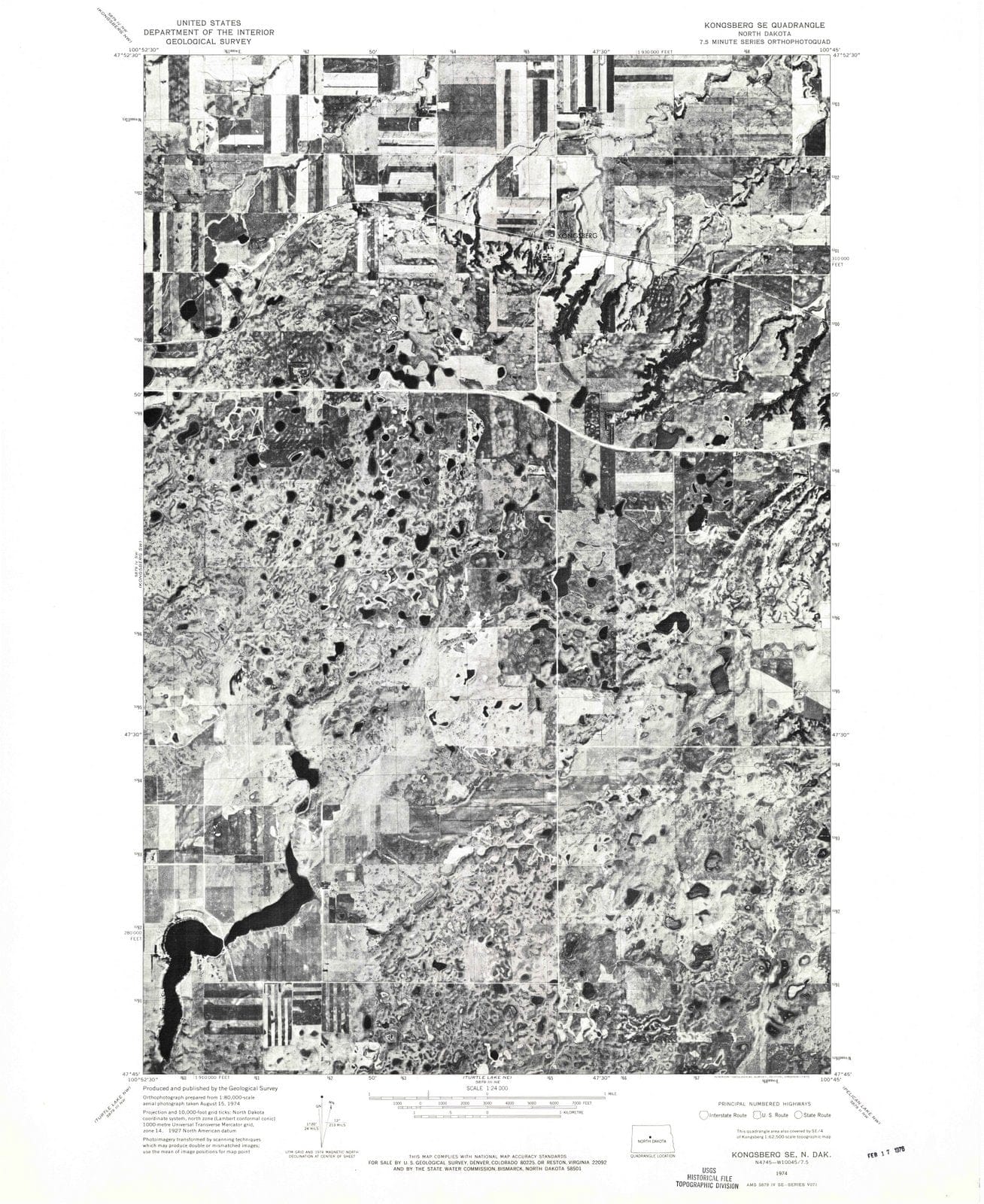1974 Kongsberg, ND - North Dakota - USGS Topographic Map v2