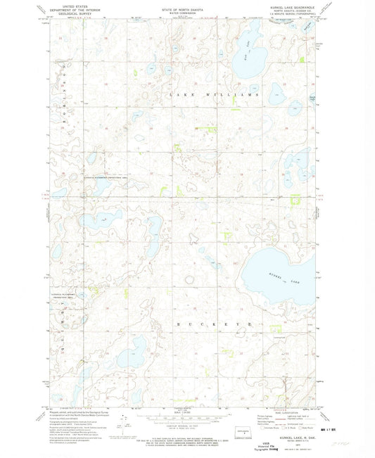 1972 Kunkel Lake, ND - North Dakota - USGS Topographic Map