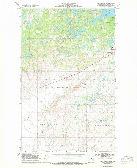 1968 Lake Upsilon, ND - North Dakota - USGS Topographic Map