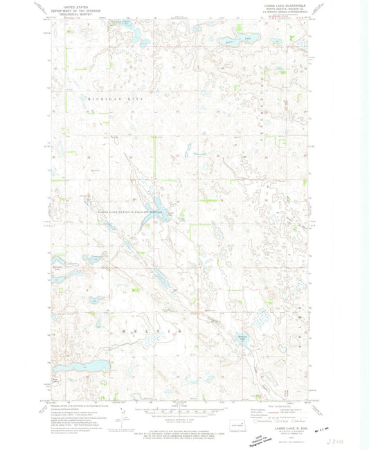 1971 Lambs Lake, ND - North Dakota - USGS Topographic Map