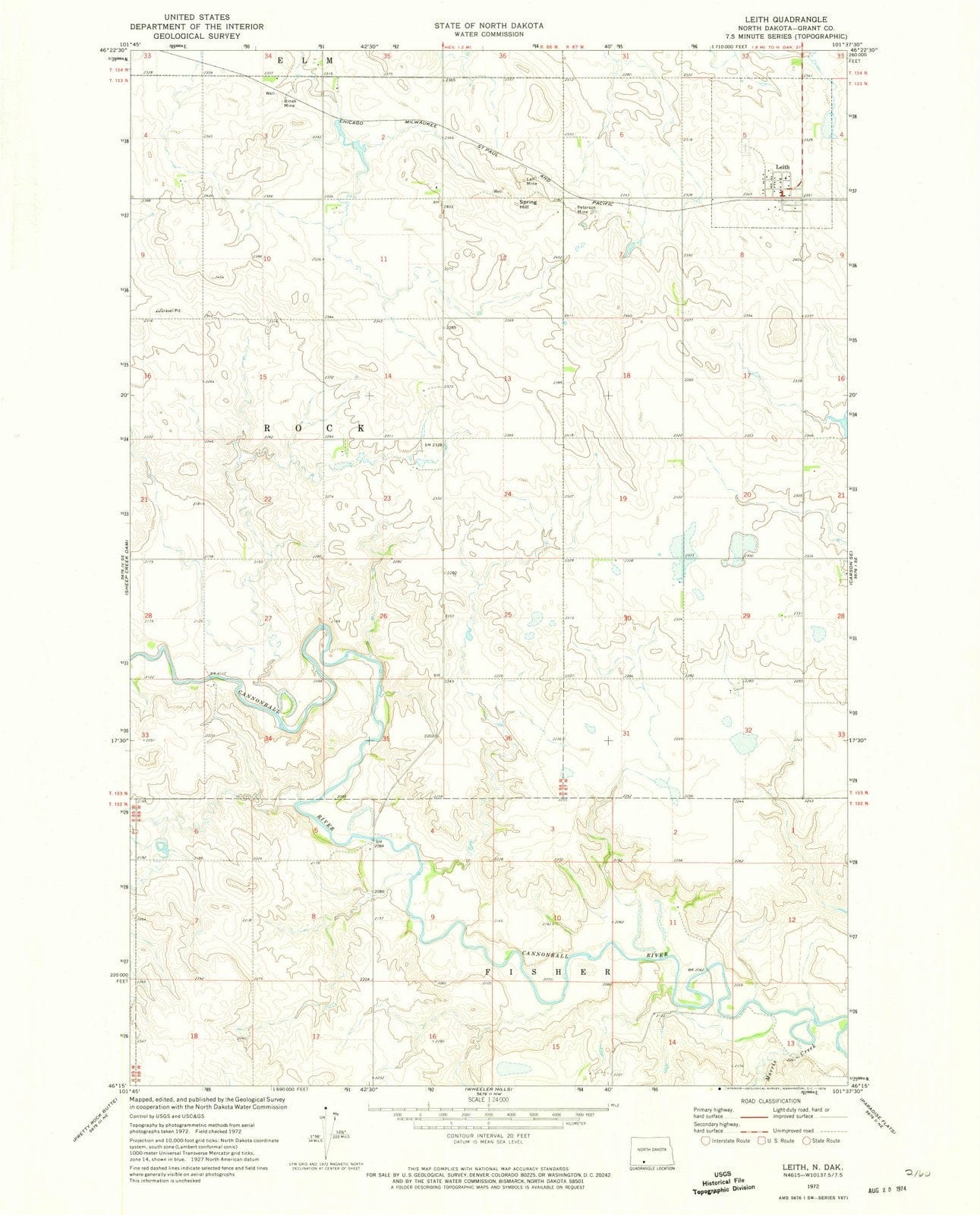 1972 Leith, ND - North Dakota - USGS Topographic Map