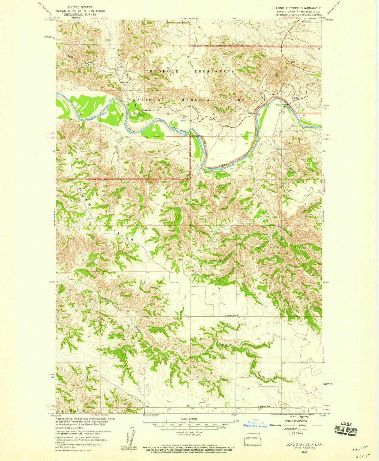 1958 Long Xivide, ND - North Dakota - USGS Topographic Map