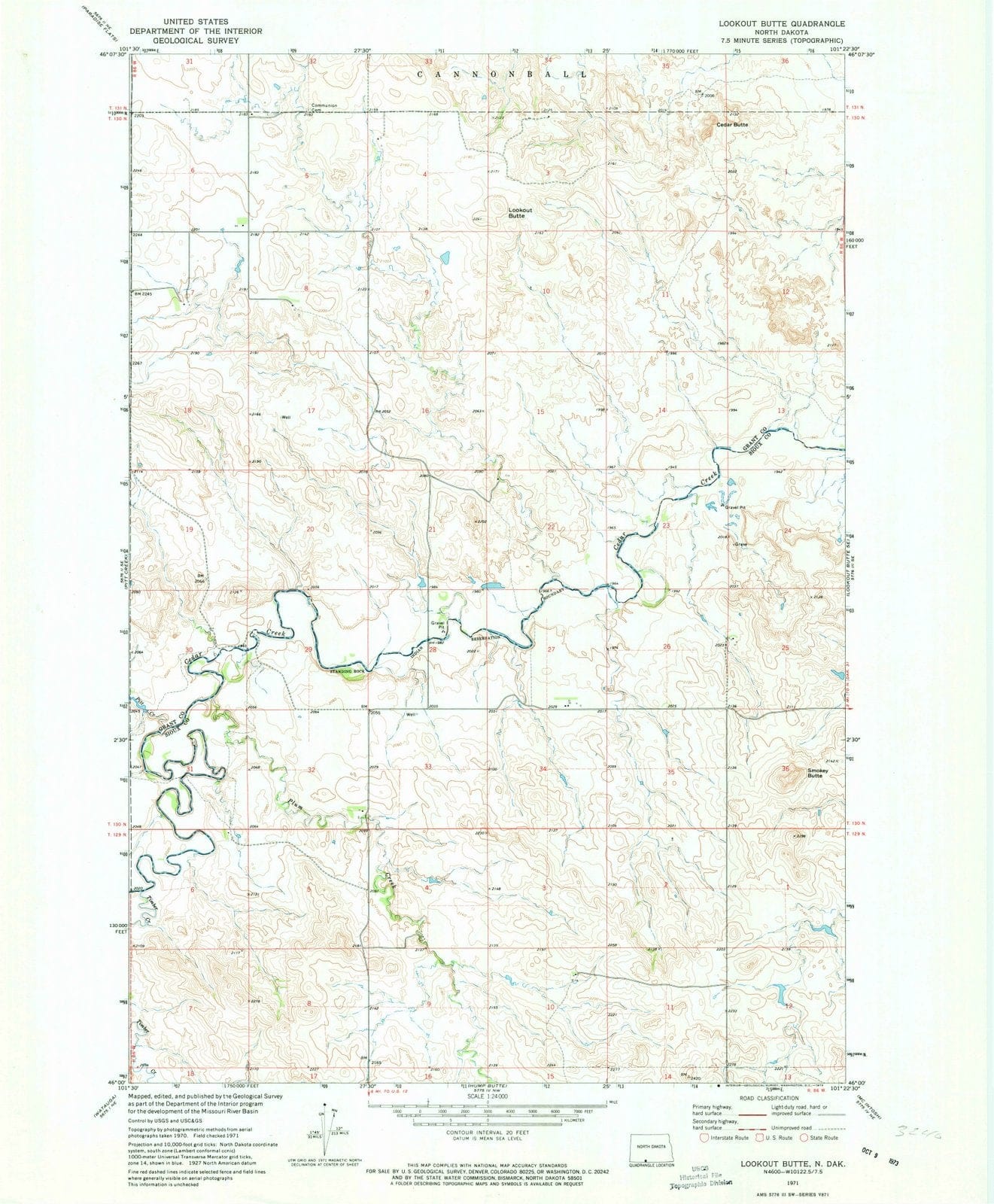 1971 Lookout Butte, ND - North Dakota - USGS Topographic Map v2