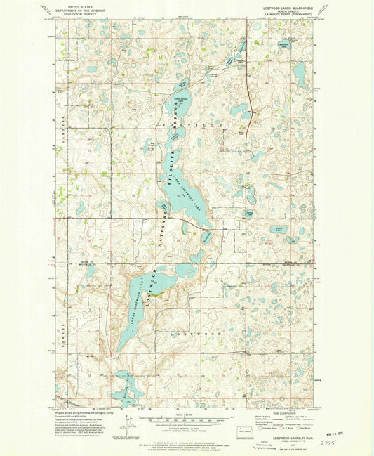 1974 Lostwood Lakes, ND - North Dakota - USGS Topographic Map