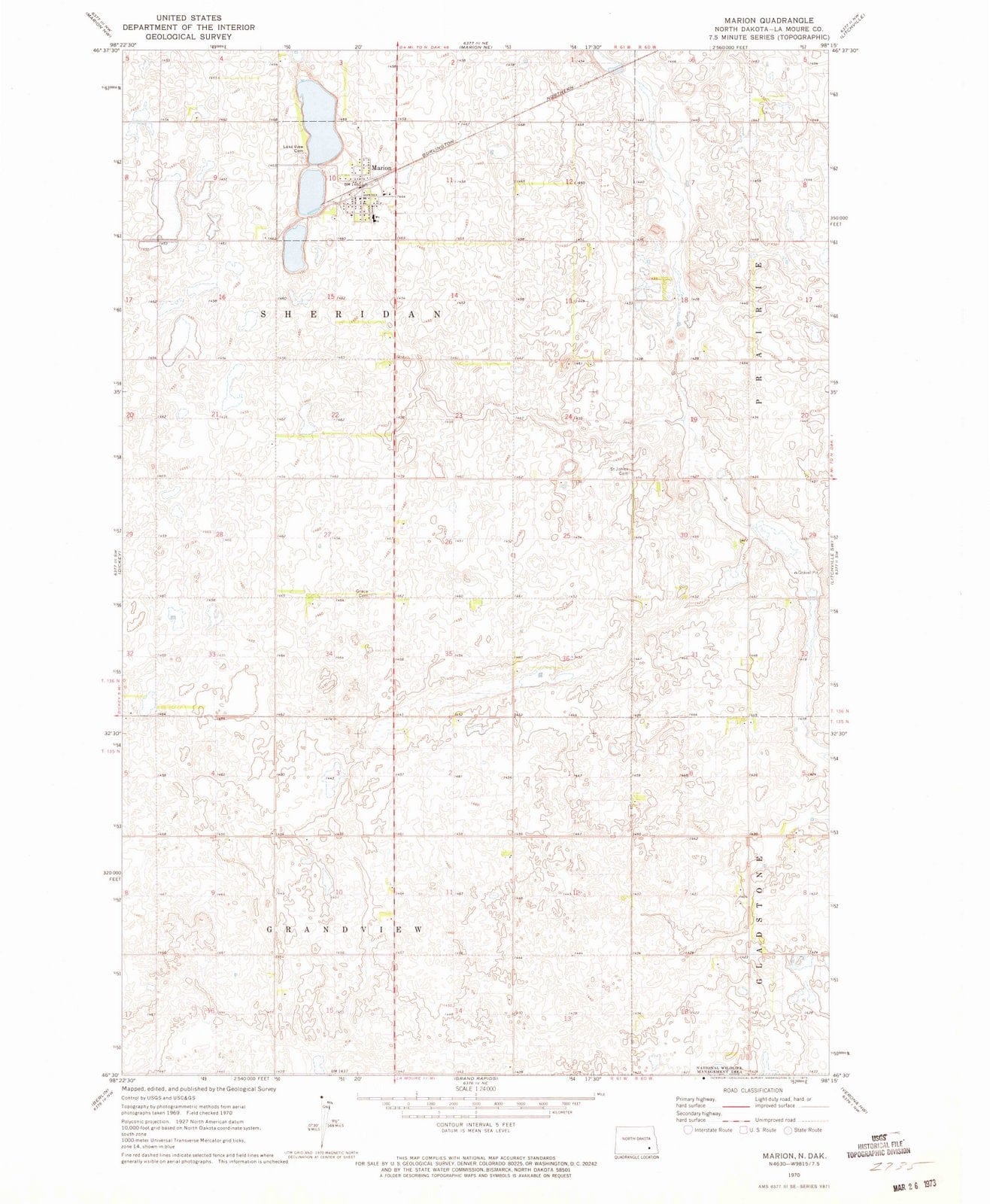 1970 Marion, ND - North Dakota - USGS Topographic Map