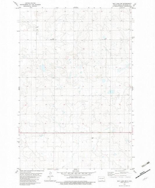 1982 May Lake, ND - North Dakota - USGS Topographic Map v3
