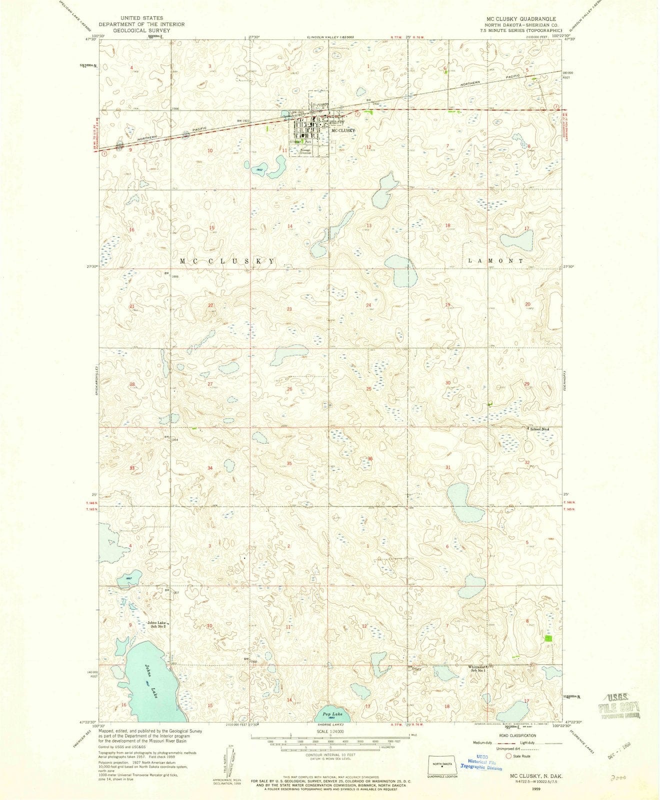 1959 McClusky, ND - North Dakota - USGS Topographic Map
