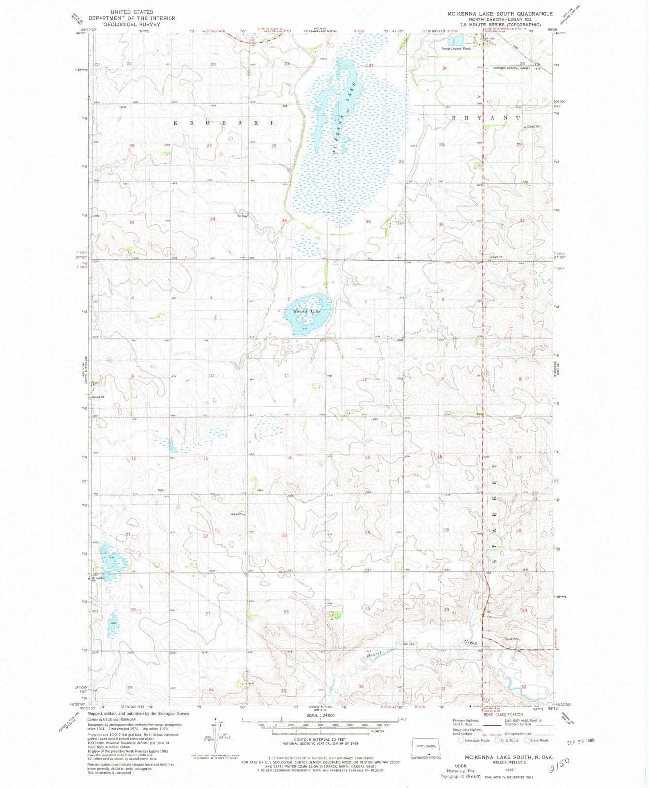 1979 McKenna Lake South, ND - North Dakota - USGS Topographic Map
