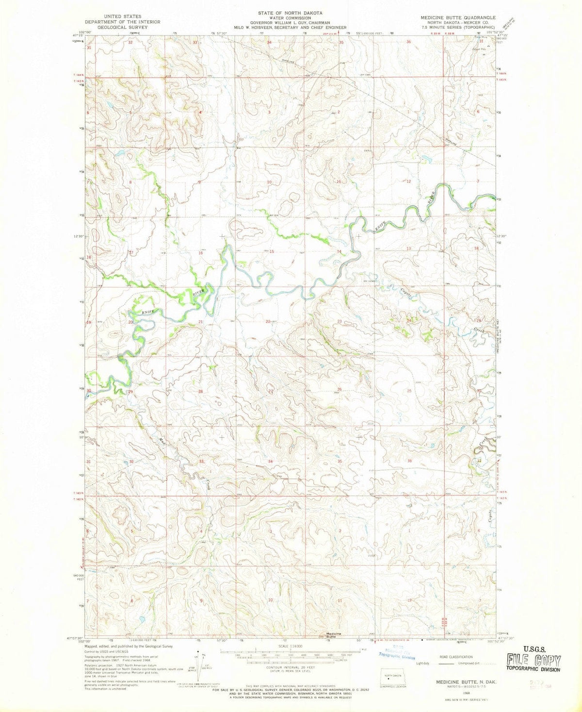 1968 Medicine Butte, ND - North Dakota - USGS Topographic Map v2