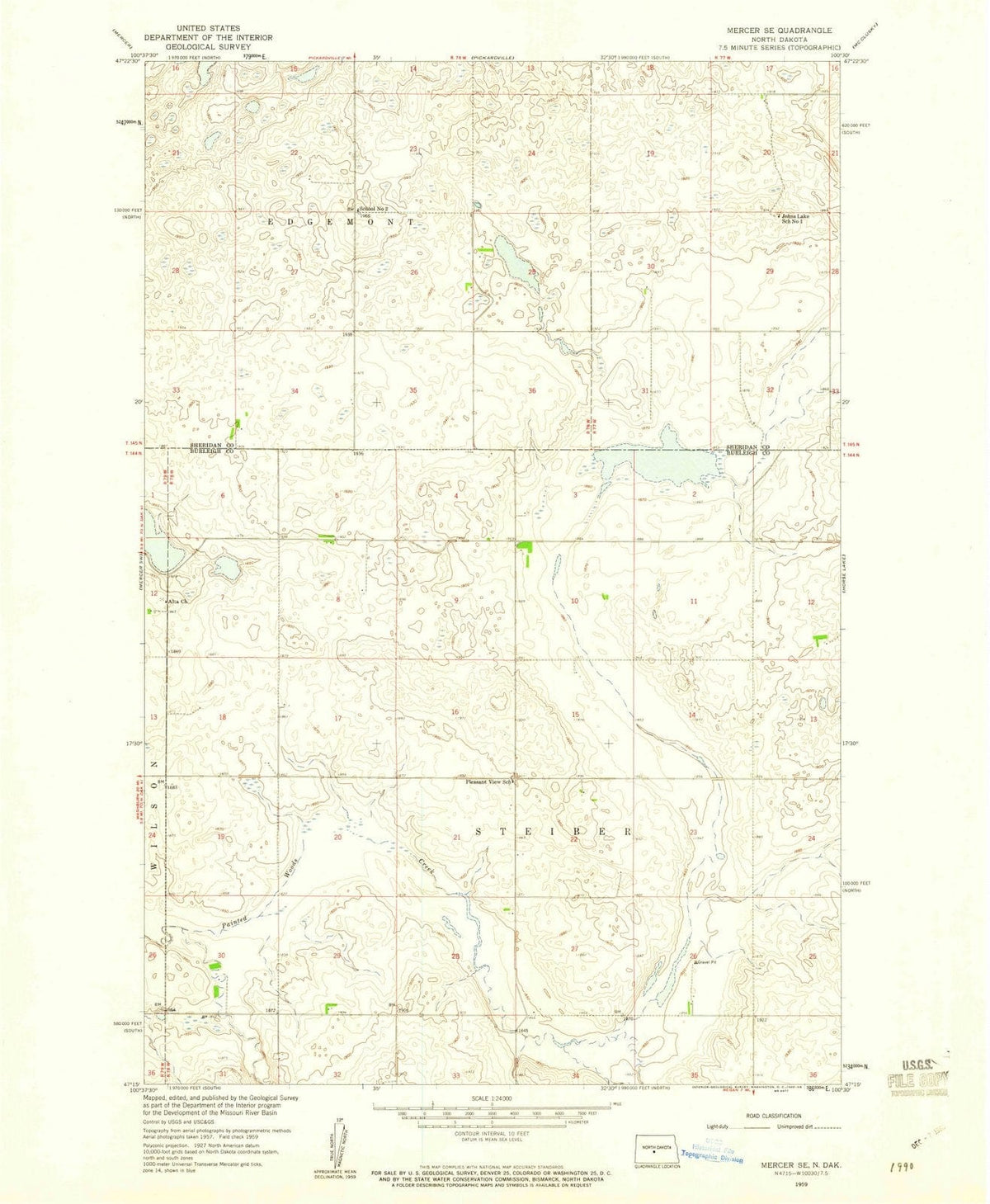1959 Mercer, ND - North Dakota - USGS Topographic Map