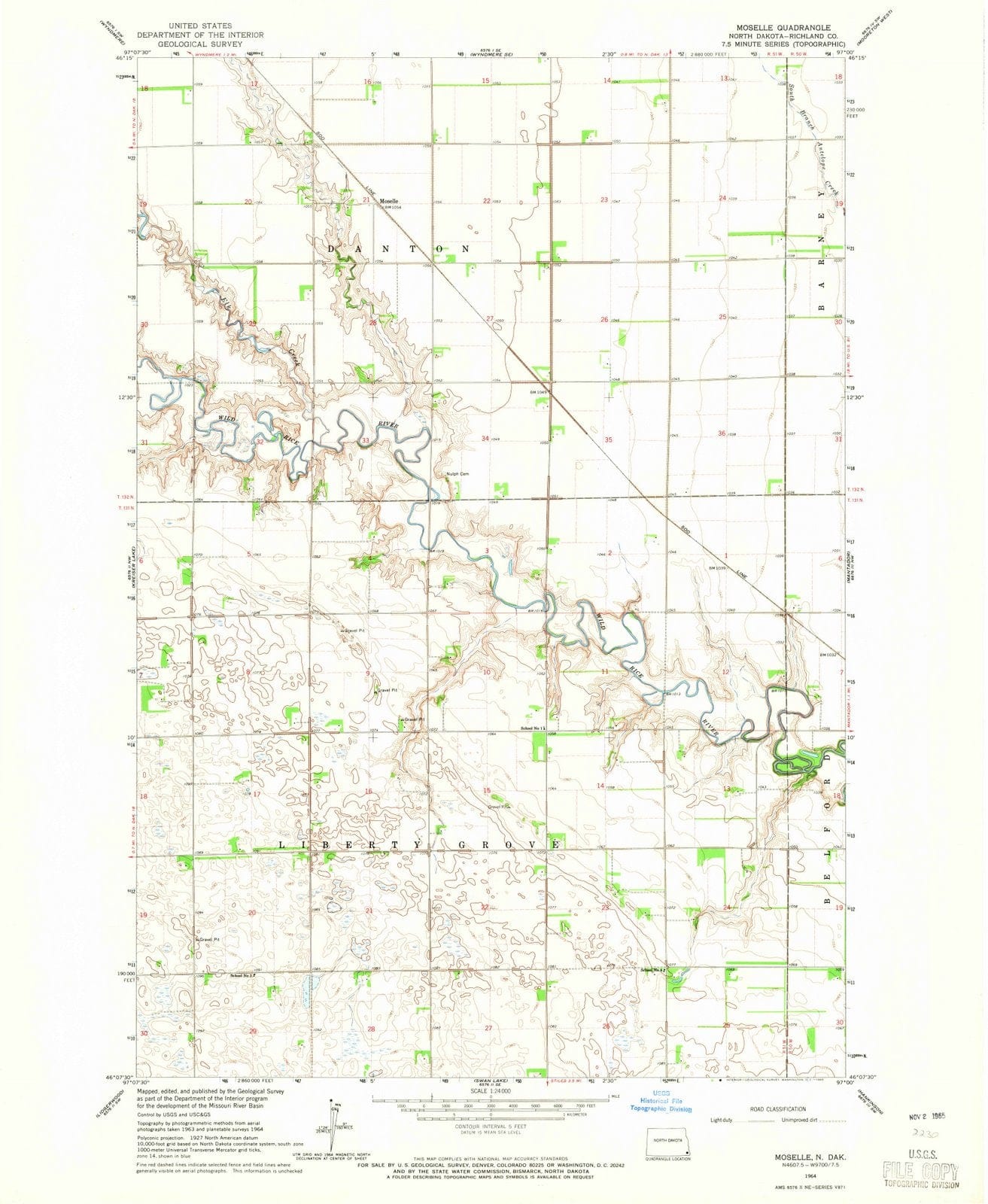 1964 Moselle, ND - North Dakota - USGS Topographic Map