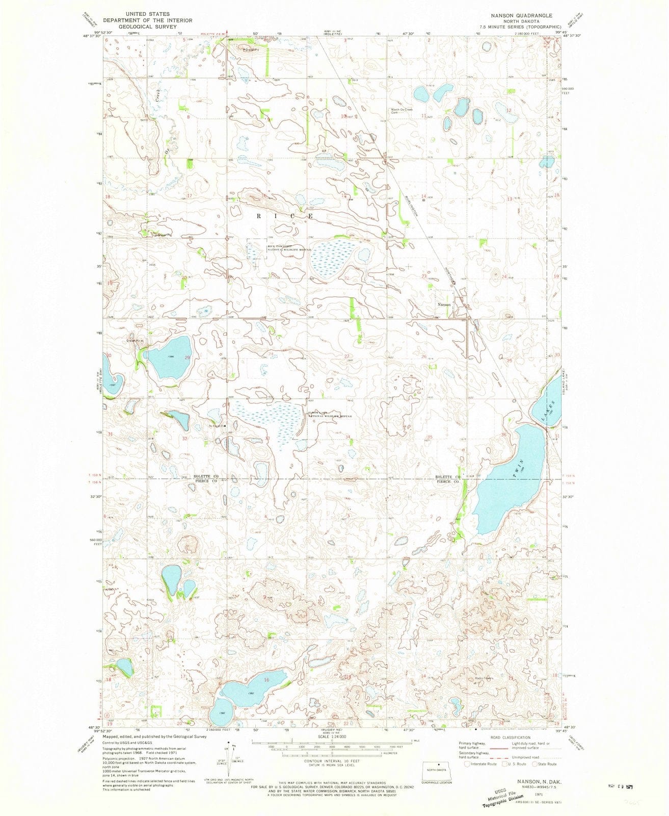 1971 Nanson, ND - North Dakota - USGS Topographic Map