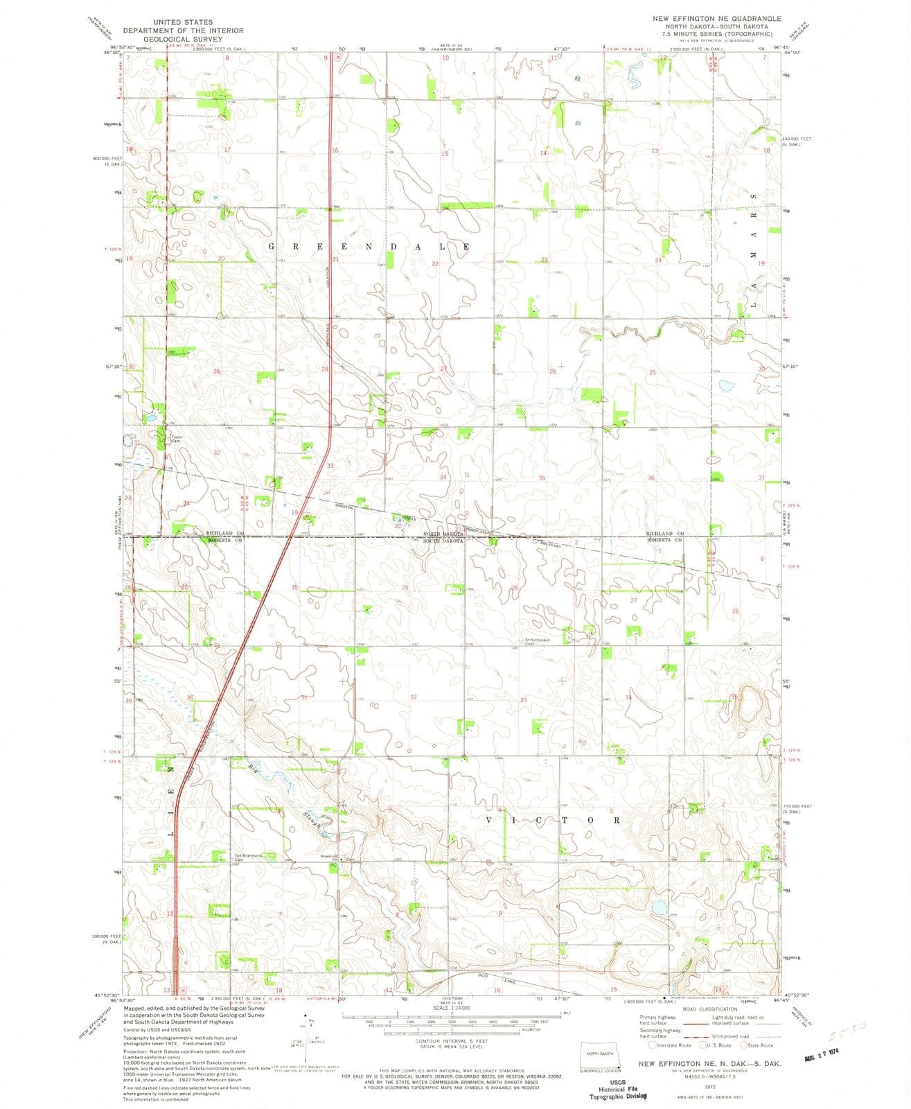 1972 New Effington, ND - North Dakota - USGS Topographic Map