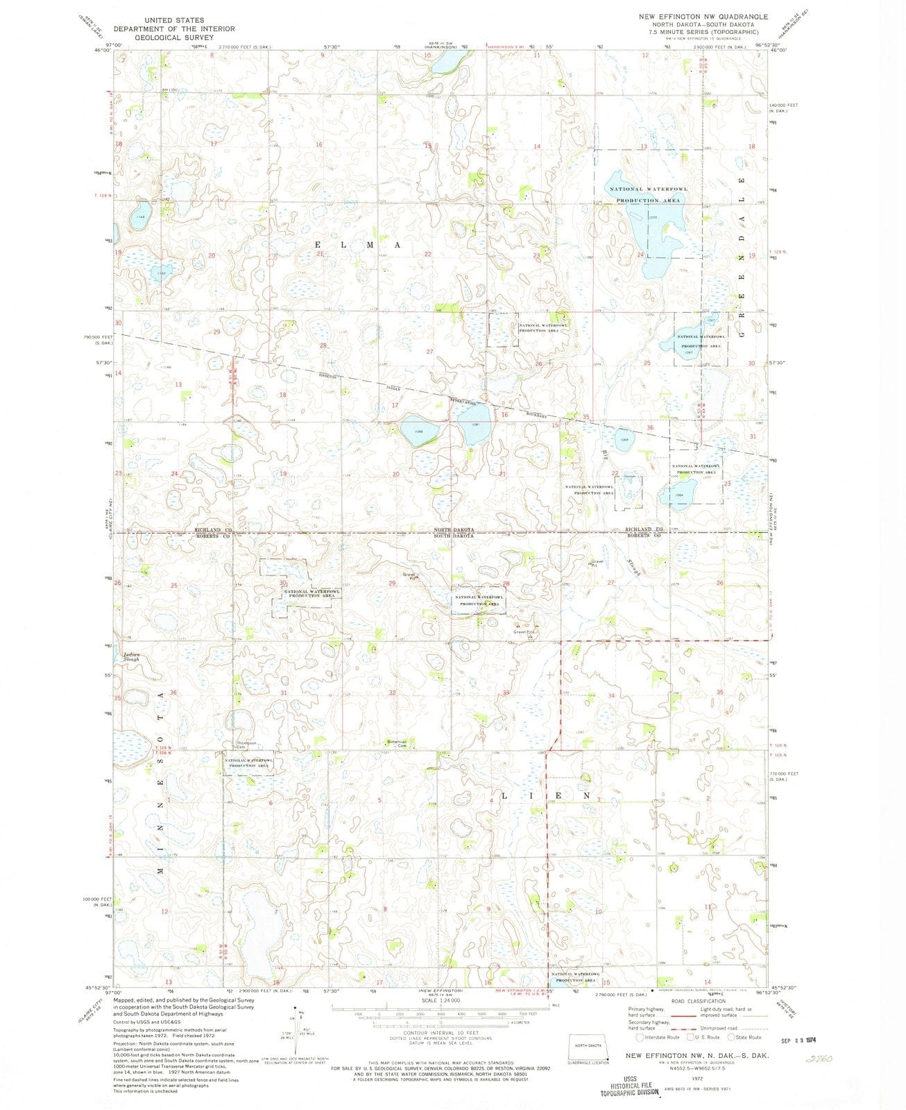 1972 New Effington, ND - North Dakota - USGS Topographic Map v2