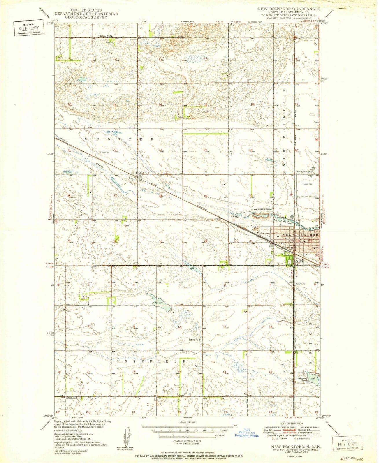 1950 New Rockford, ND - North Dakota - USGS Topographic Map v2