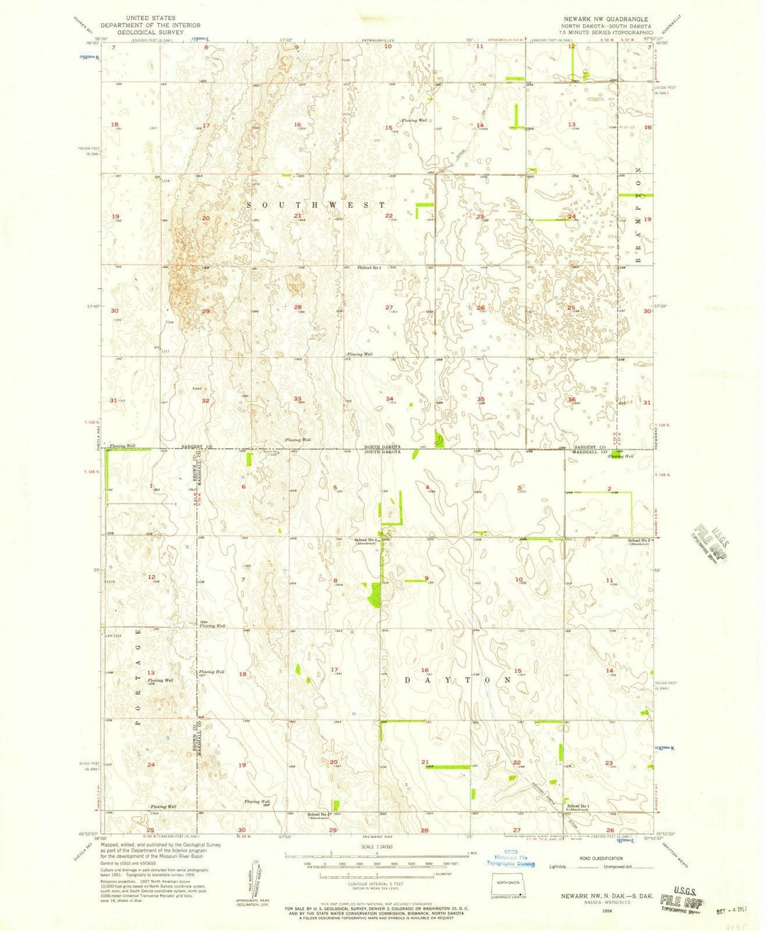 1956 Newark, ND - North Dakota - USGS Topographic Map