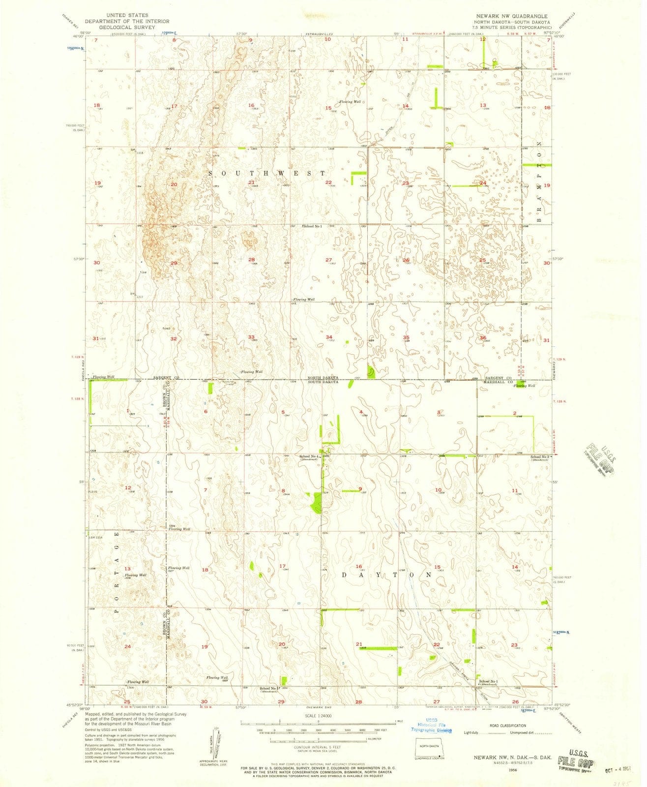 1956 Newark, ND - North Dakota - USGS Topographic Map