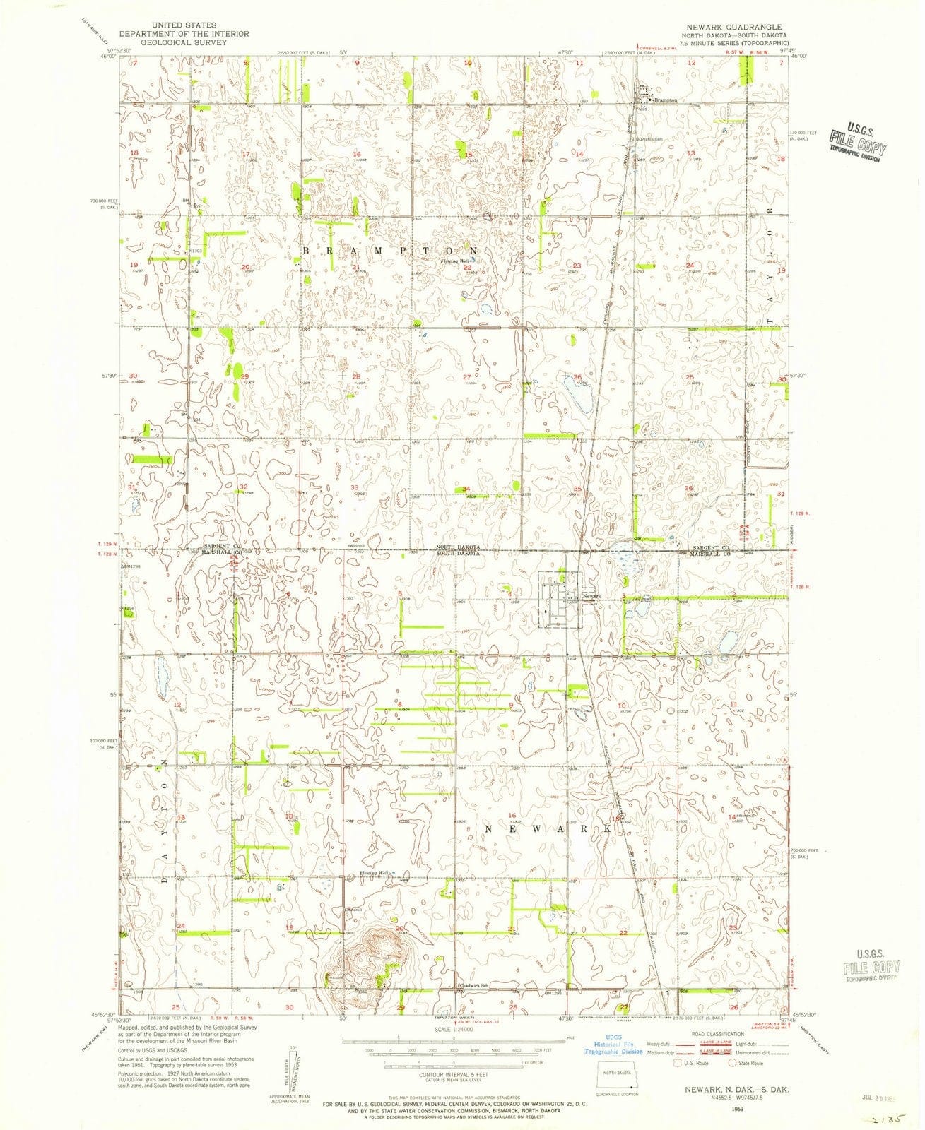 1953 Newark, SD - South Dakota - USGS Topographic Map