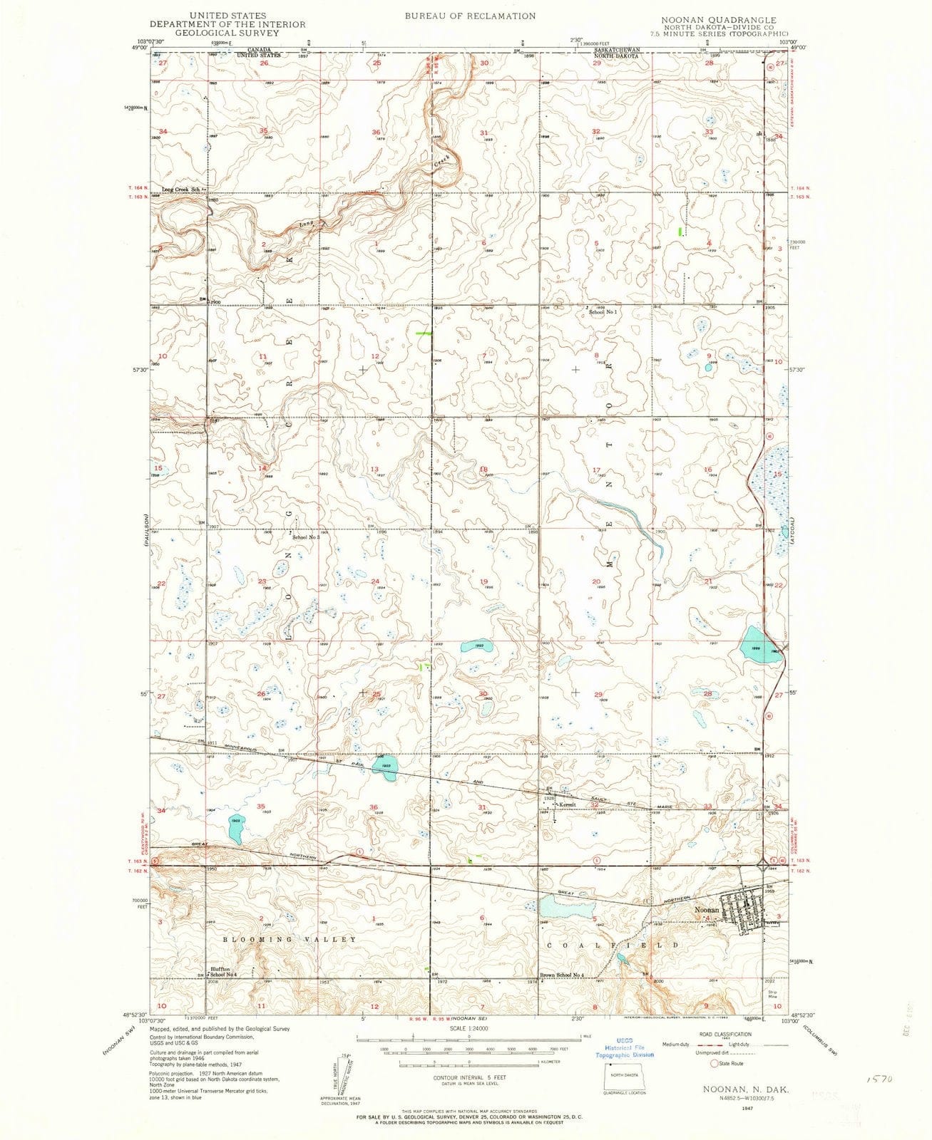 1947 Noonan, ND - North Dakota - USGS Topographic Map