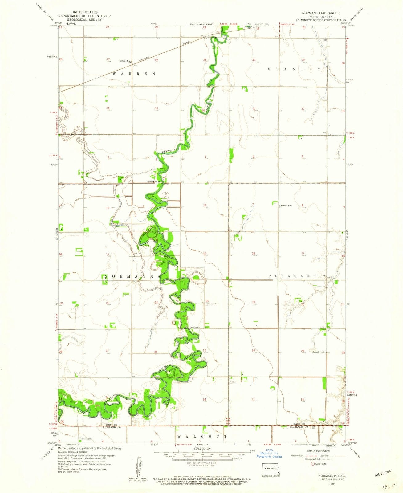 1959 Norman, ND - North Dakota - USGS Topographic Map
