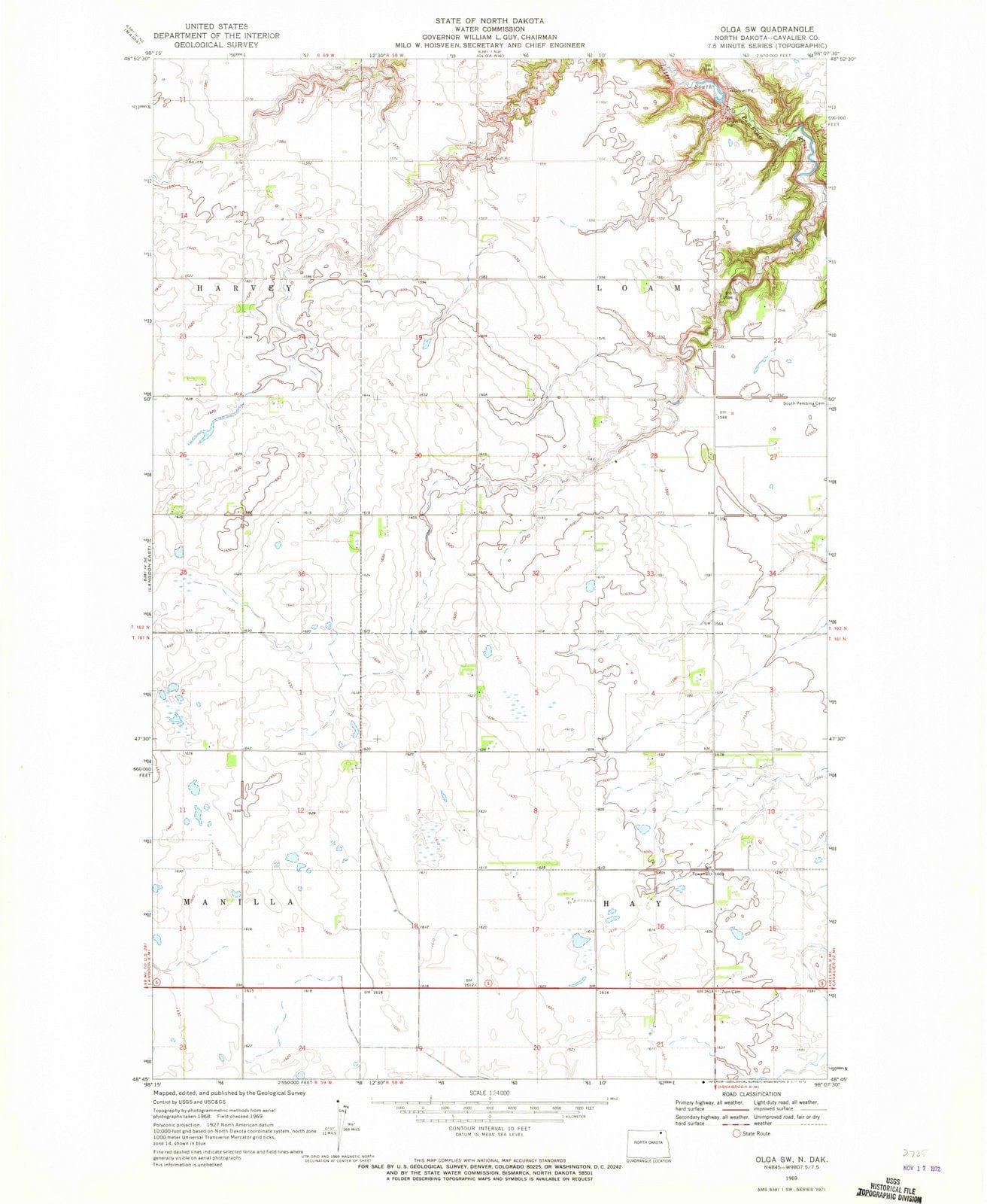 1969 Olga, ND - North Dakota - USGS Topographic Map