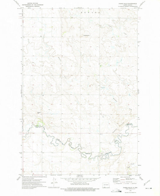 1972 Parks Hills, ND - North Dakota - USGS Topographic Map