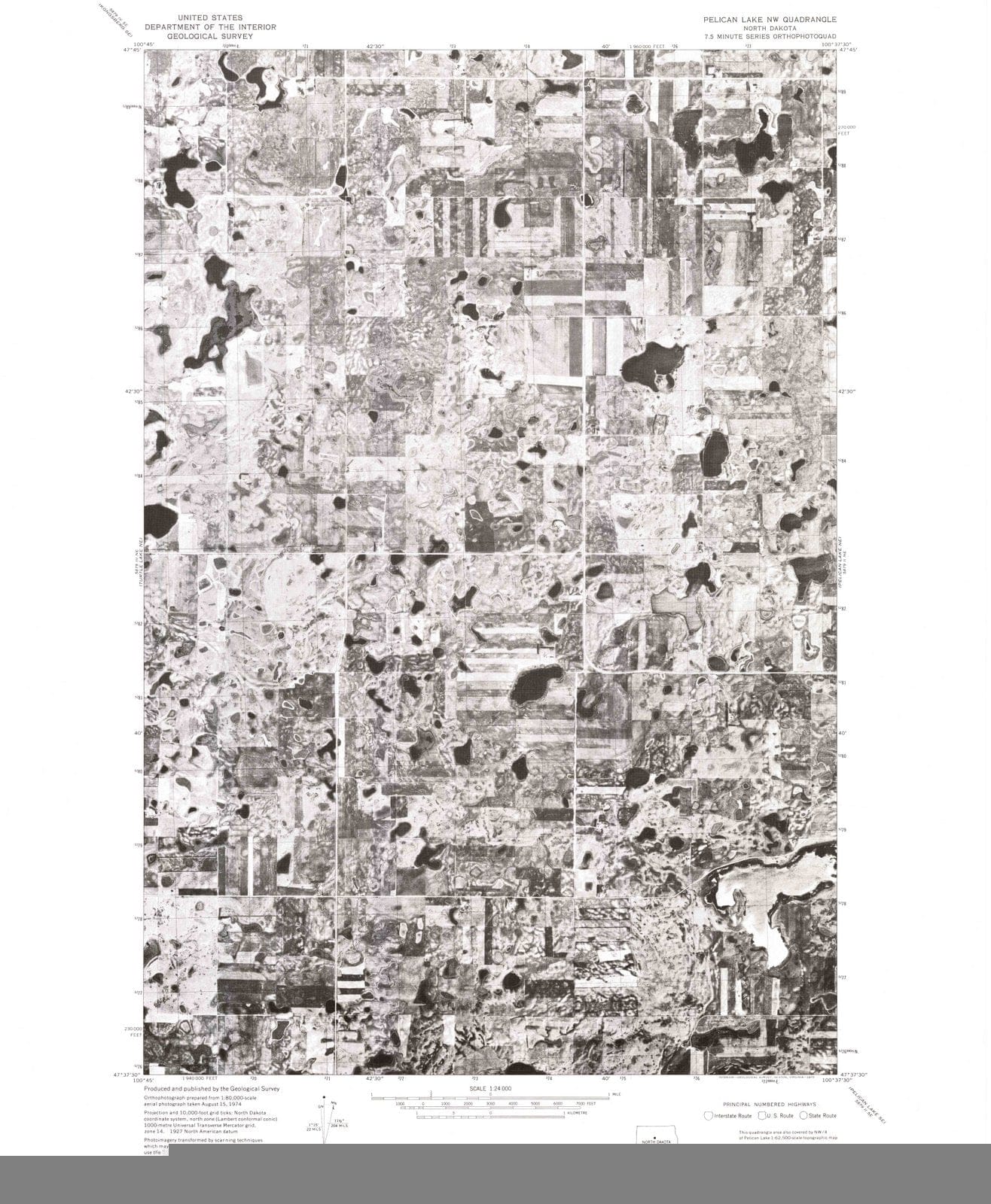1974 Pelican Lake, ND - North Dakota - USGS Topographic Map v2