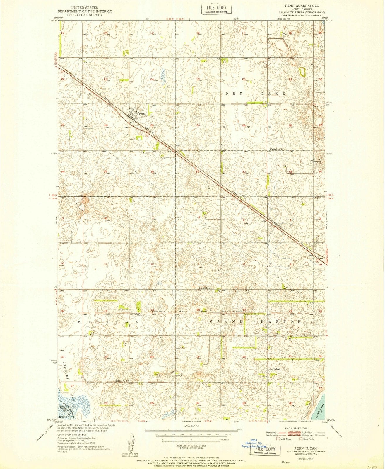 1951 Penn, ND - North Dakota - USGS Topographic Map