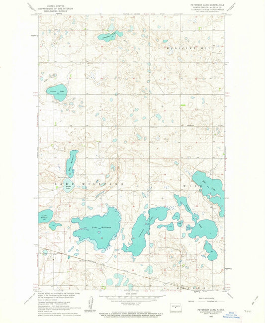 1961 Peterson Lake, ND - North Dakota - USGS Topographic Map