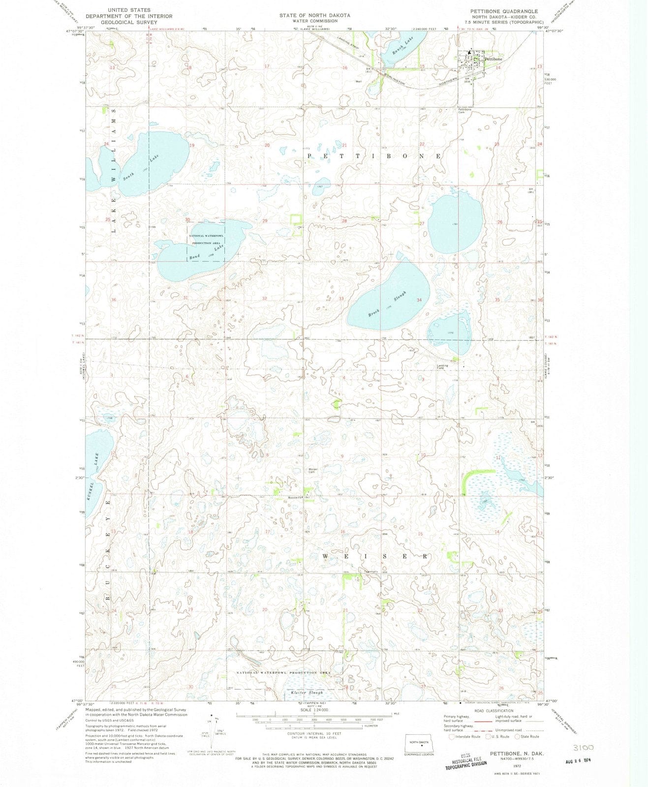 1972 Pettibone, ND - North Dakota - USGS Topographic Map