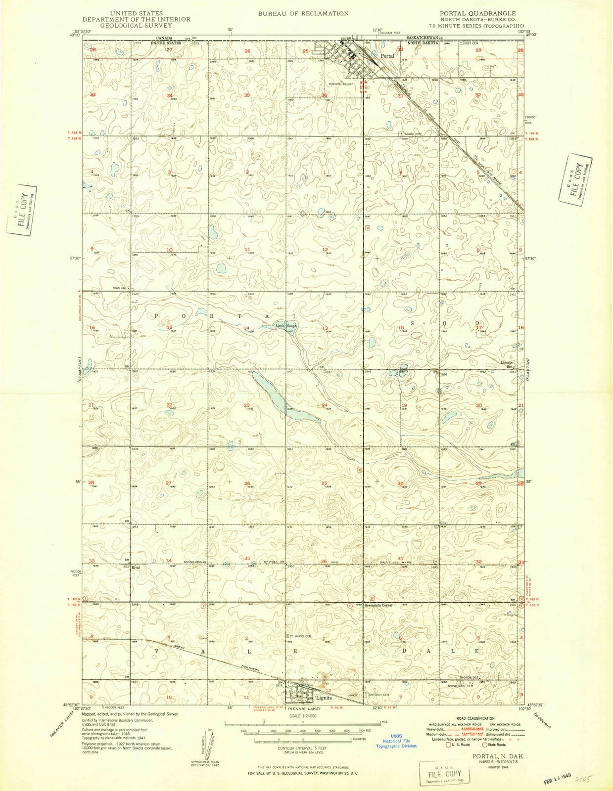 1949 Portal, ND - North Dakota - USGS Topographic Map
