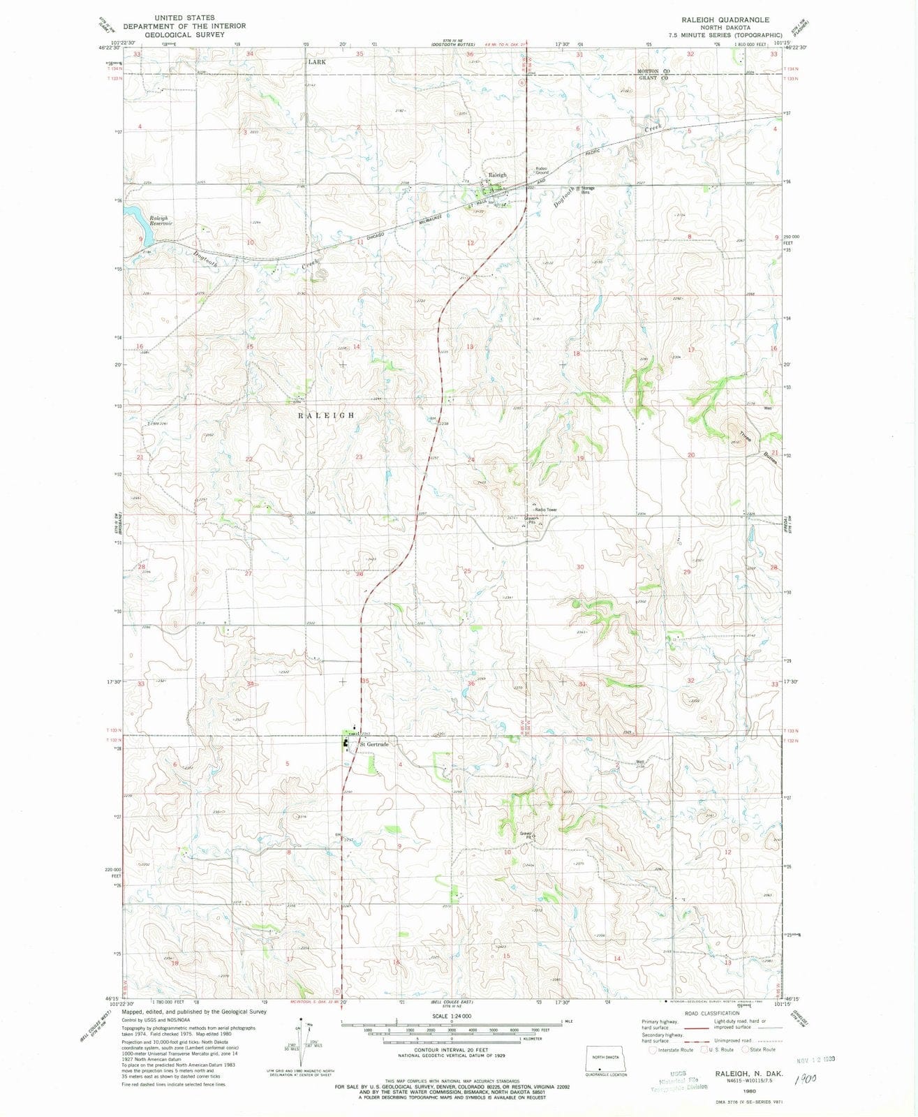 1980 Raleigh, ND - North Dakota - USGS Topographic Map