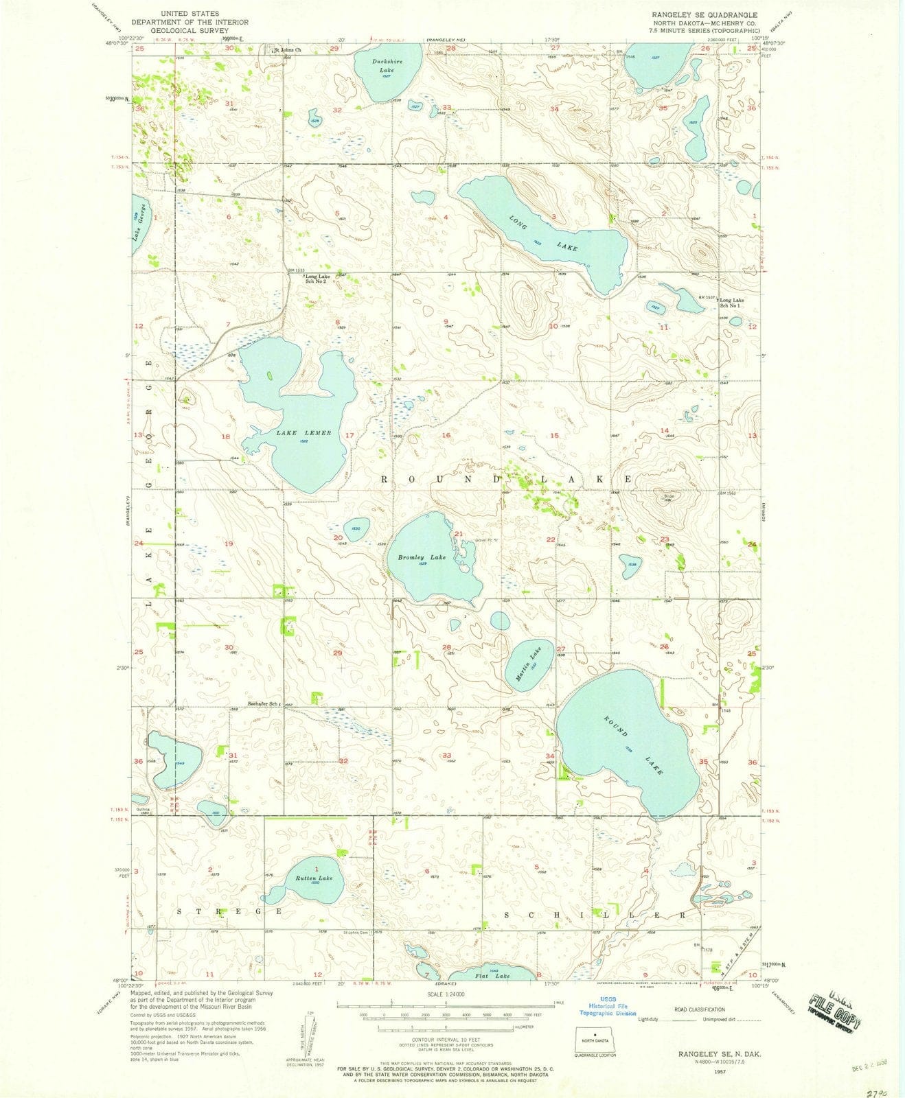 1957 Rangeley, ND - North Dakota - USGS Topographic Map