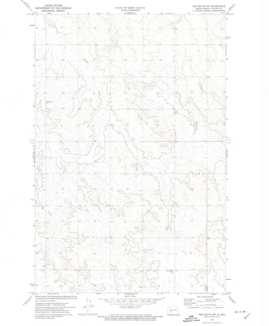 1972 Red Butte, ND - North Dakota - USGS Topographic Map