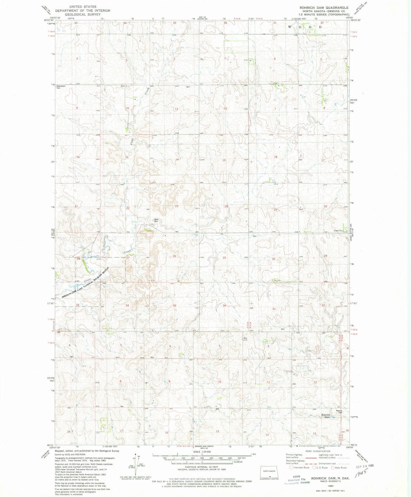 1980 Rohricham, ND - North Dakota - USGS Topographic Map