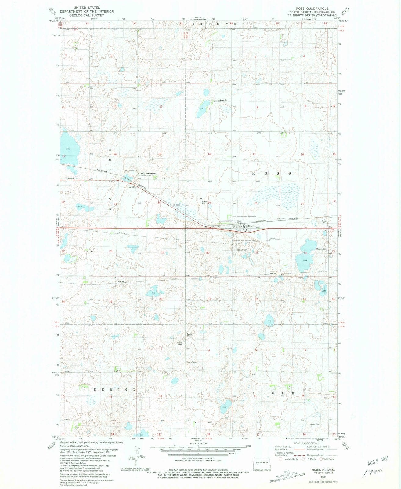 1981 Ross, ND - North Dakota - USGS Topographic Map