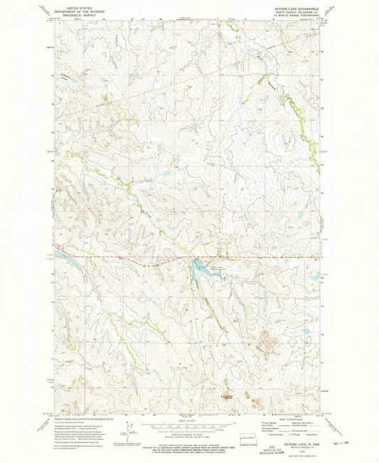 1972 Sather Lake, ND - North Dakota - USGS Topographic Map
