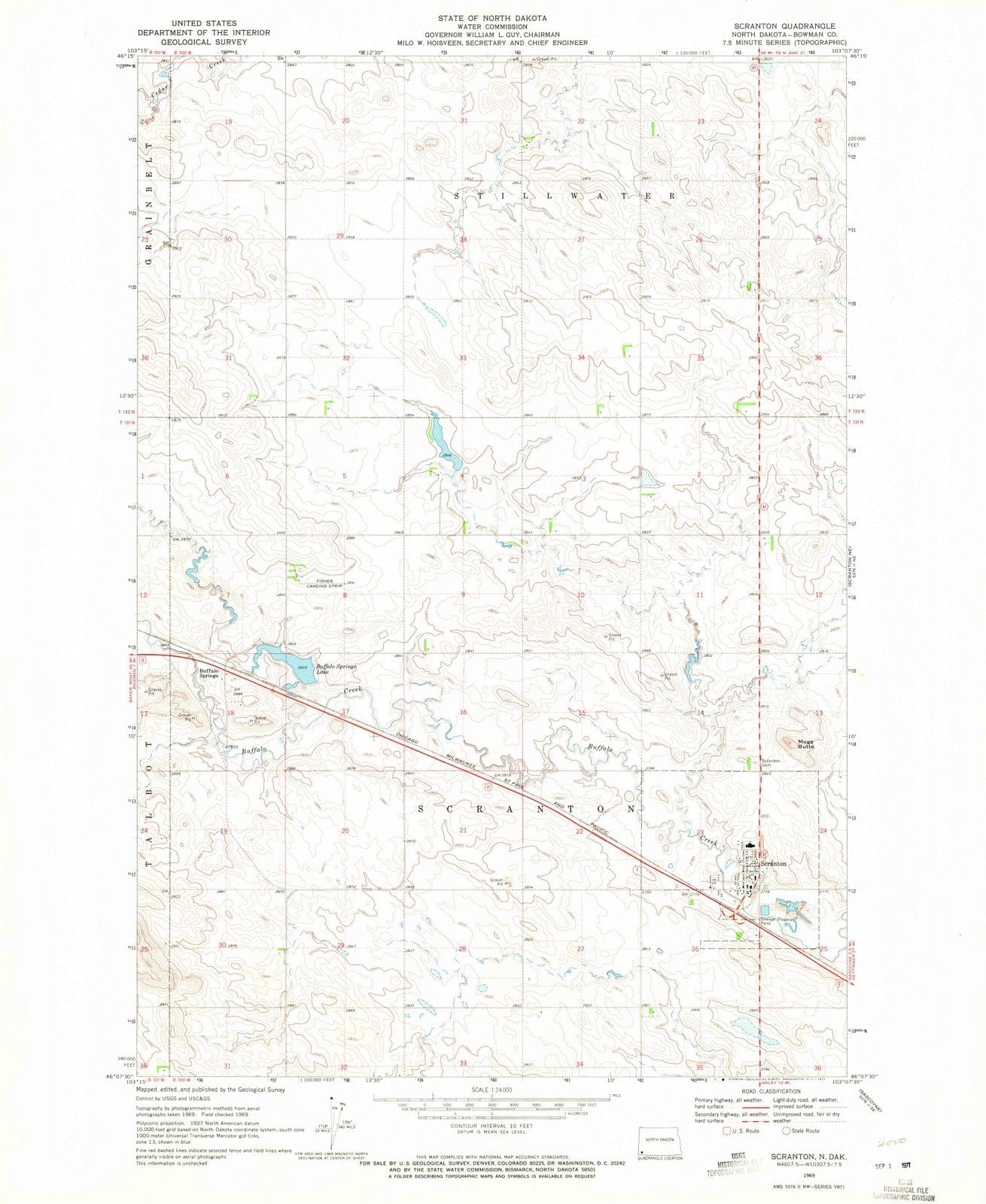 1969 Scranton, ND - North Dakota - USGS Topographic Map