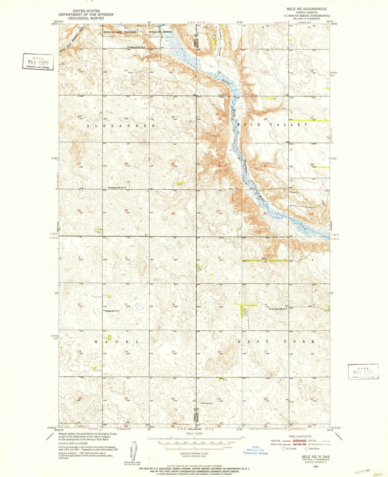 1951 Selz, ND - North Dakota - USGS Topographic Map