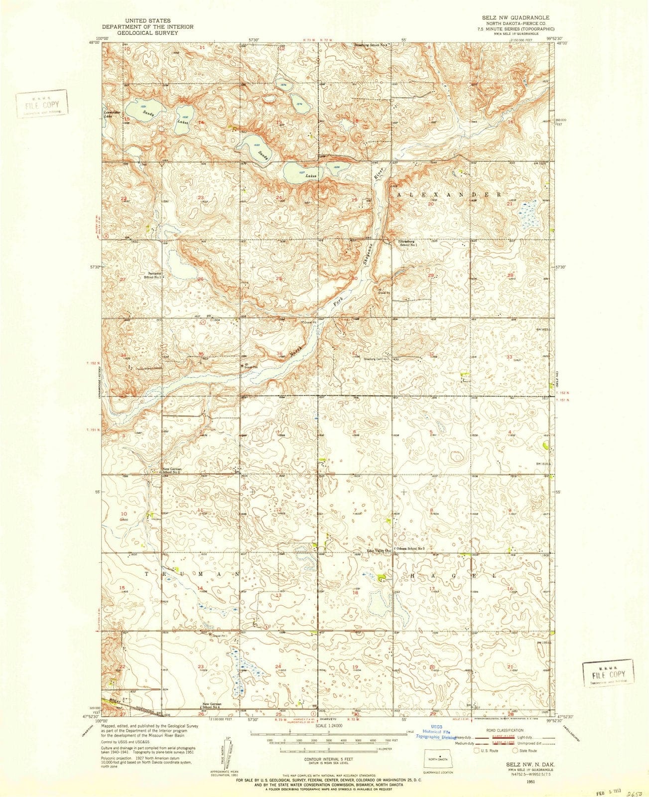 1951 Selz, ND - North Dakota - USGS Topographic Map v2