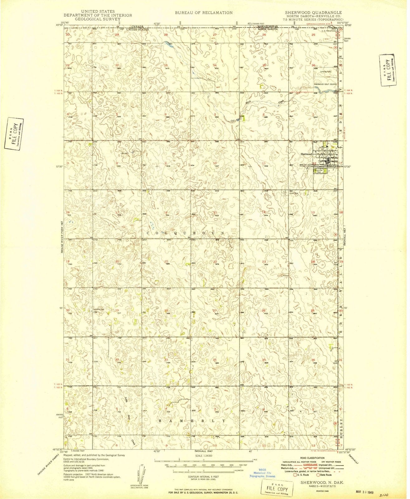 1949 Sherwood, ND - North Dakota - USGS Topographic Map