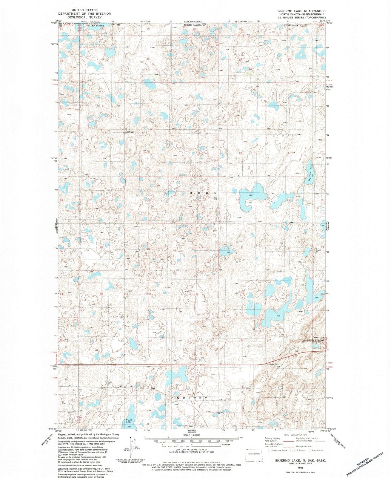 1983 Skjermo Lake, ND - North Dakota - USGS Topographic Map