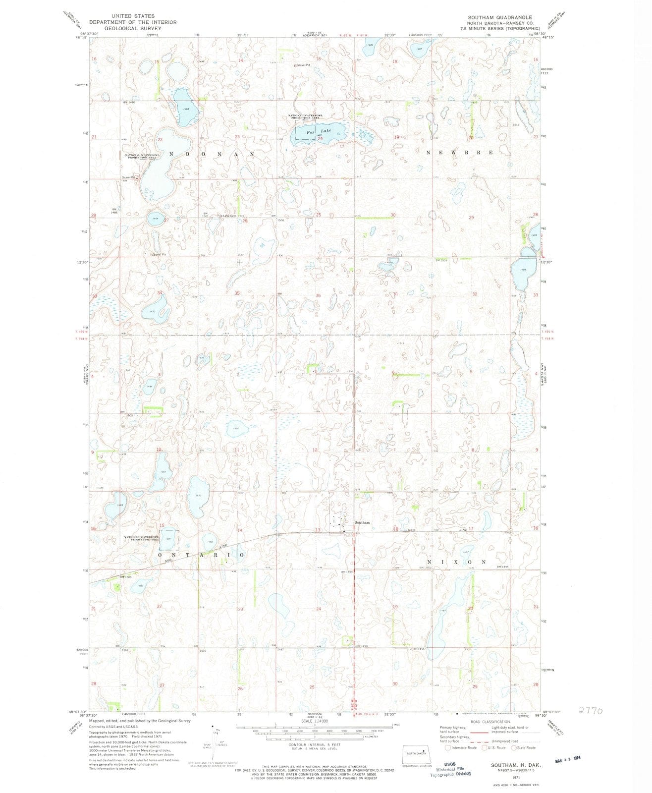 1971 Southam, ND - North Dakota - USGS Topographic Map
