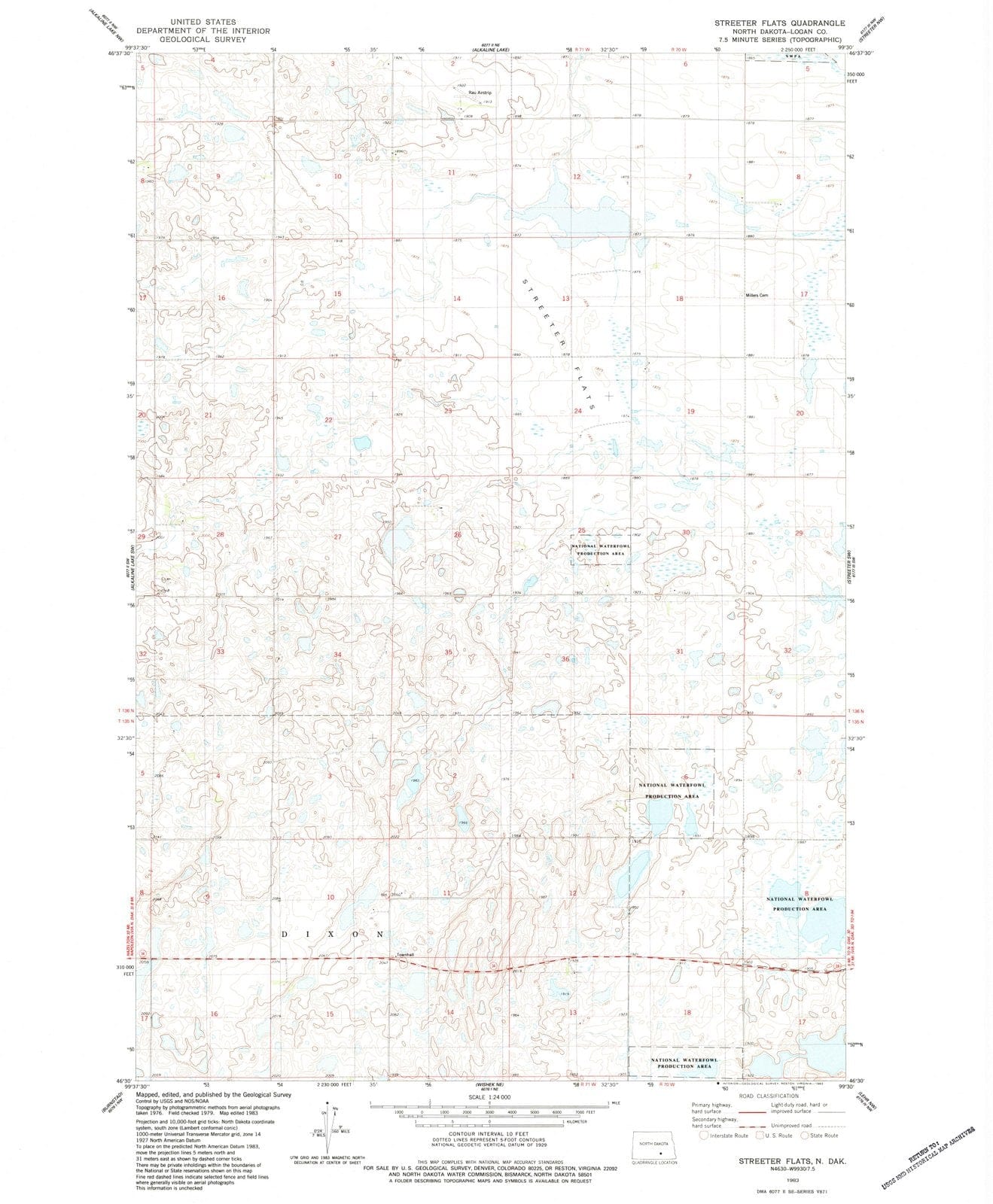 1983 Streeter Flats, ND - North Dakota - USGS Topographic Map