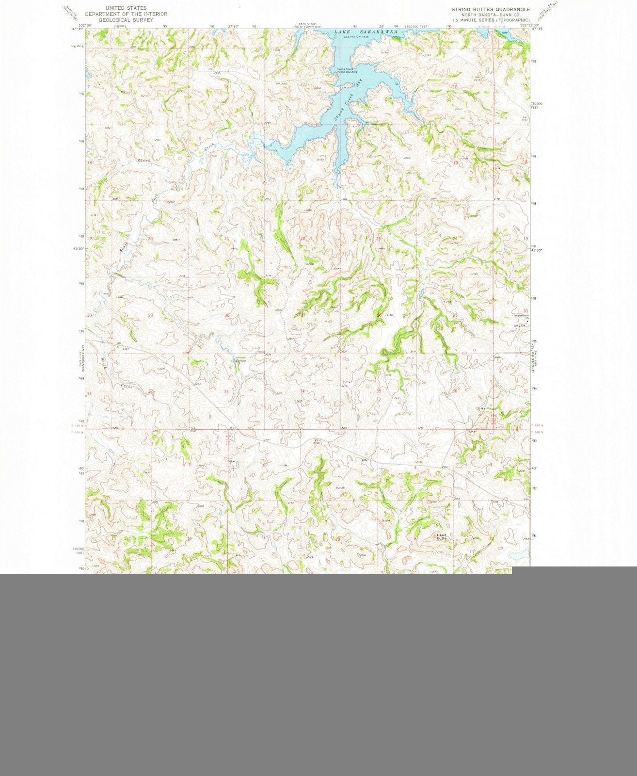 1970 String Buttes, ND - North Dakota - USGS Topographic Map