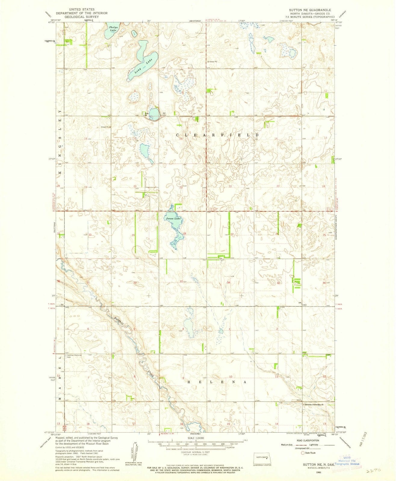 1961 Sutton, ND - North Dakota - USGS Topographic Map