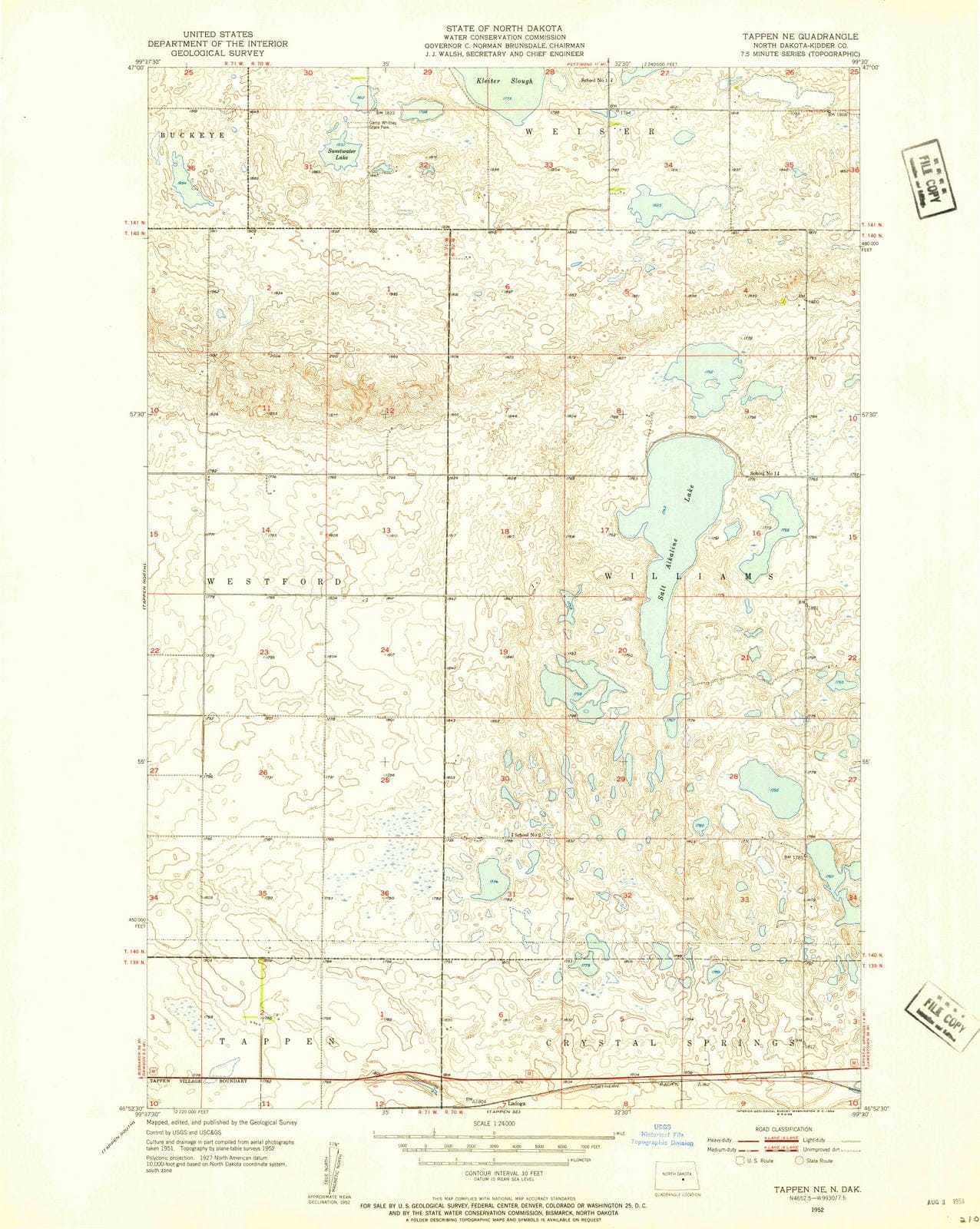 1952 Tappen, ND - North Dakota - USGS Topographic Map